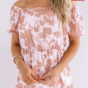 NWOT Pink Floral Off the Shoulder Dress